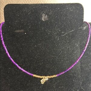 Purple and Gold Beaded Necklace